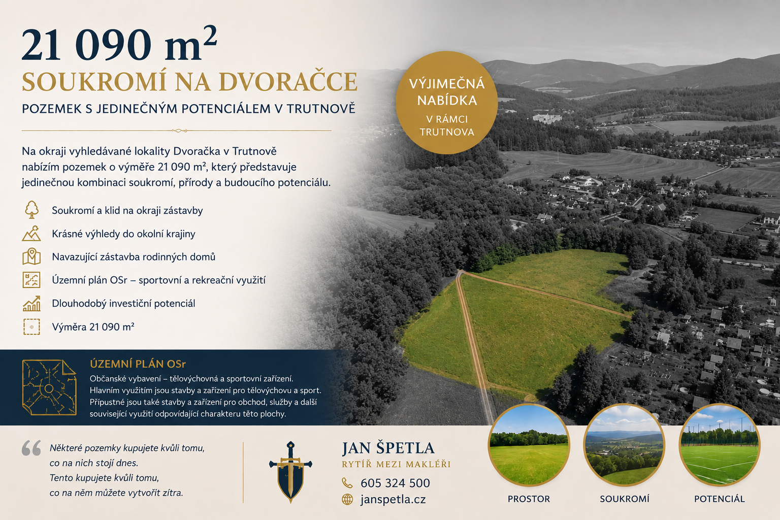 Pozemek 21 090 m² na Dvoračce v Trutnově | Soukromí, prostor a jedinečný potenciál