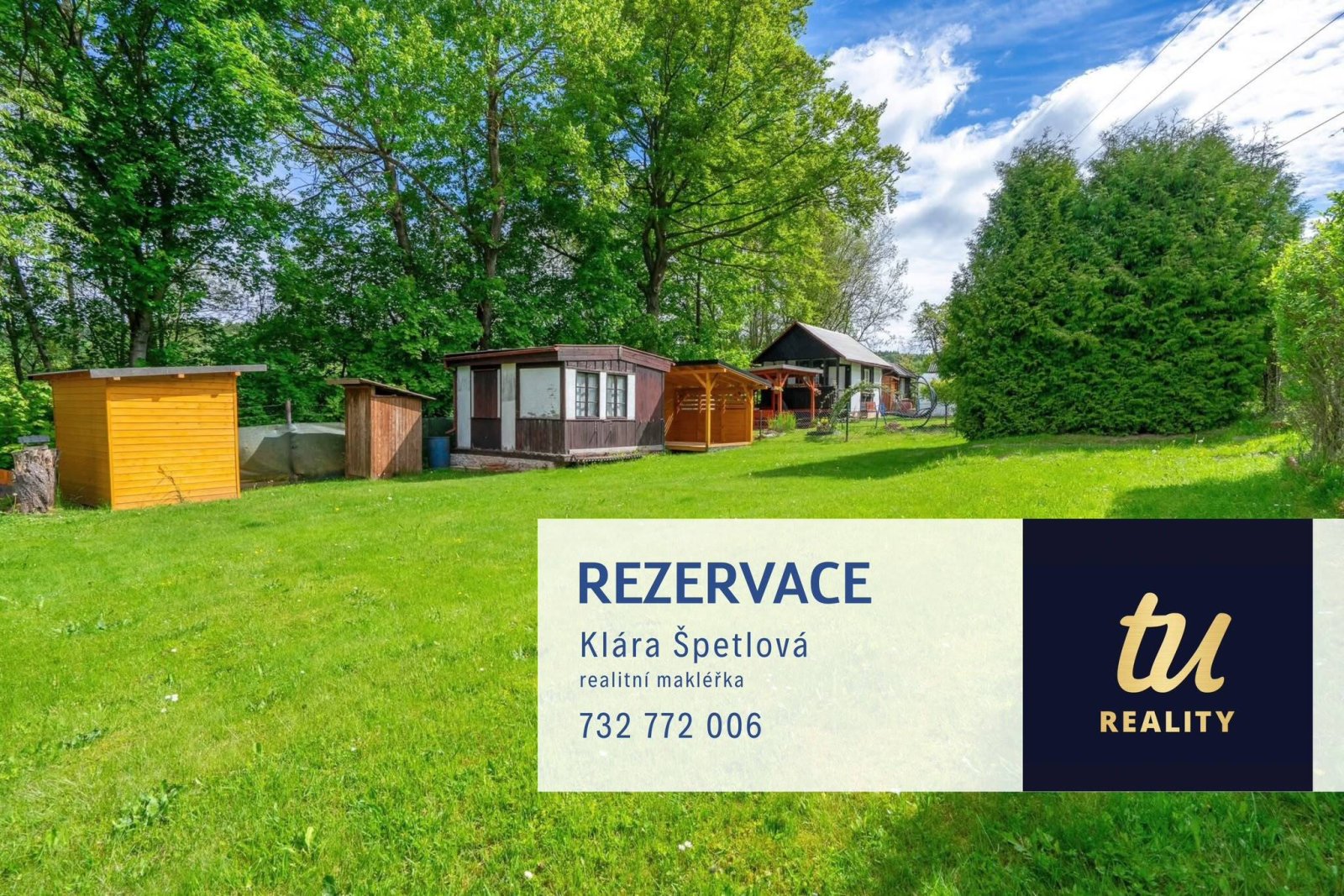 Rezervace: Rekreační chatka s pergolou, zahradním domkem a příslušenstvím, Trutnov - Kryblice