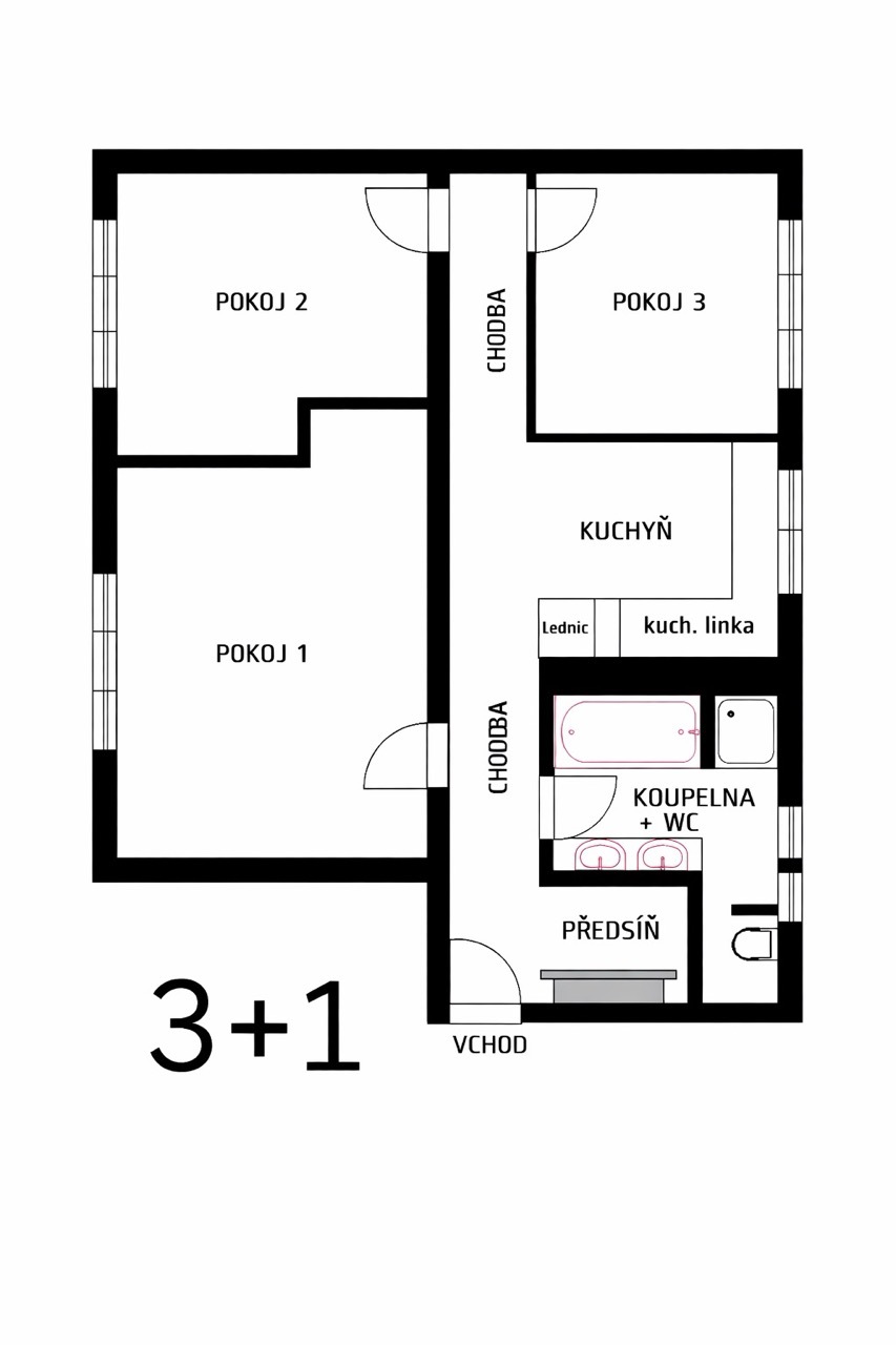 Rezervace: Byt 3+1, osobní vlastnictví, Trutnov - centrum - Jiráskovo náměstí - ulice Bendlova