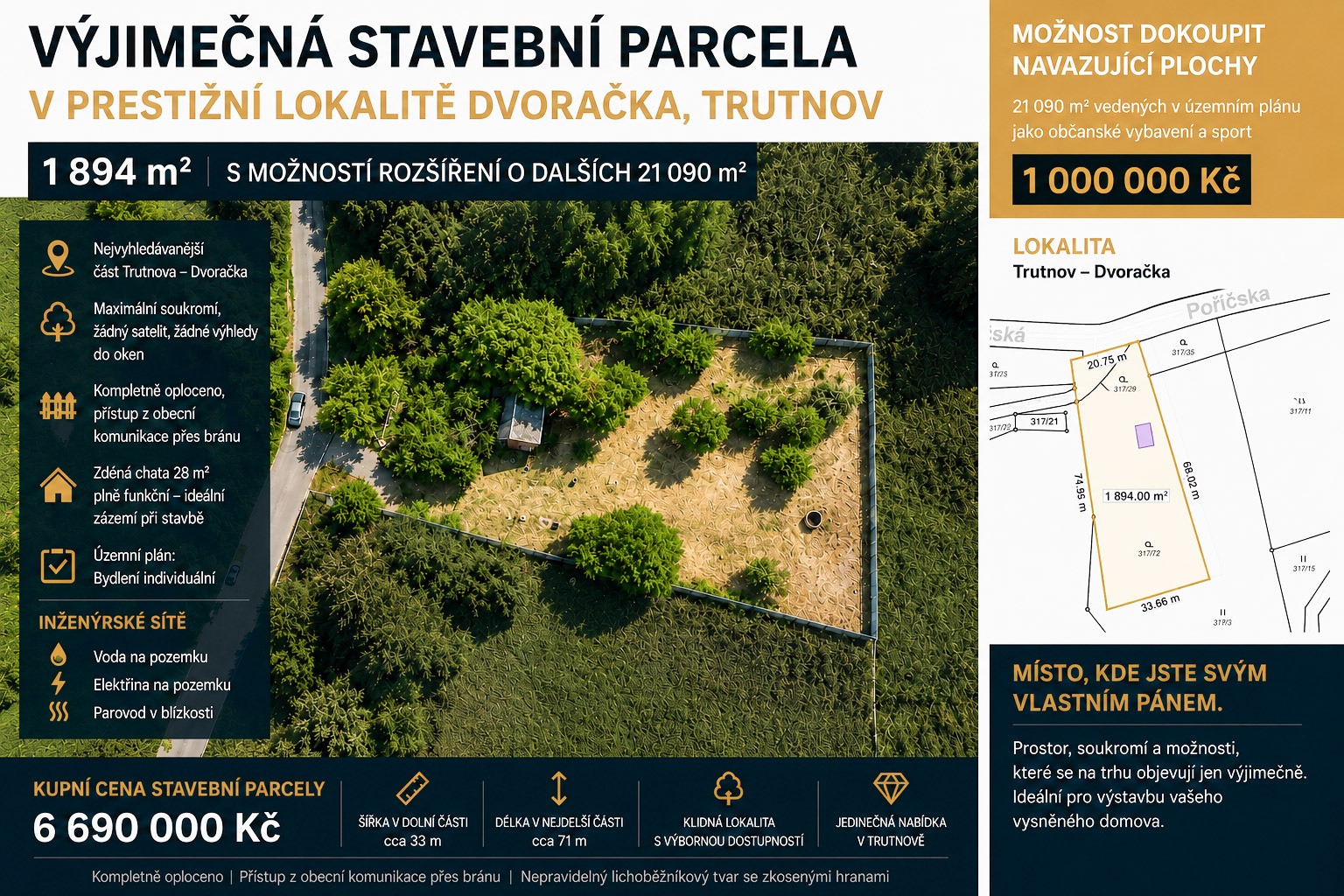 Stavební parcela pro rodinný dům, Dvoračka – Trutnov