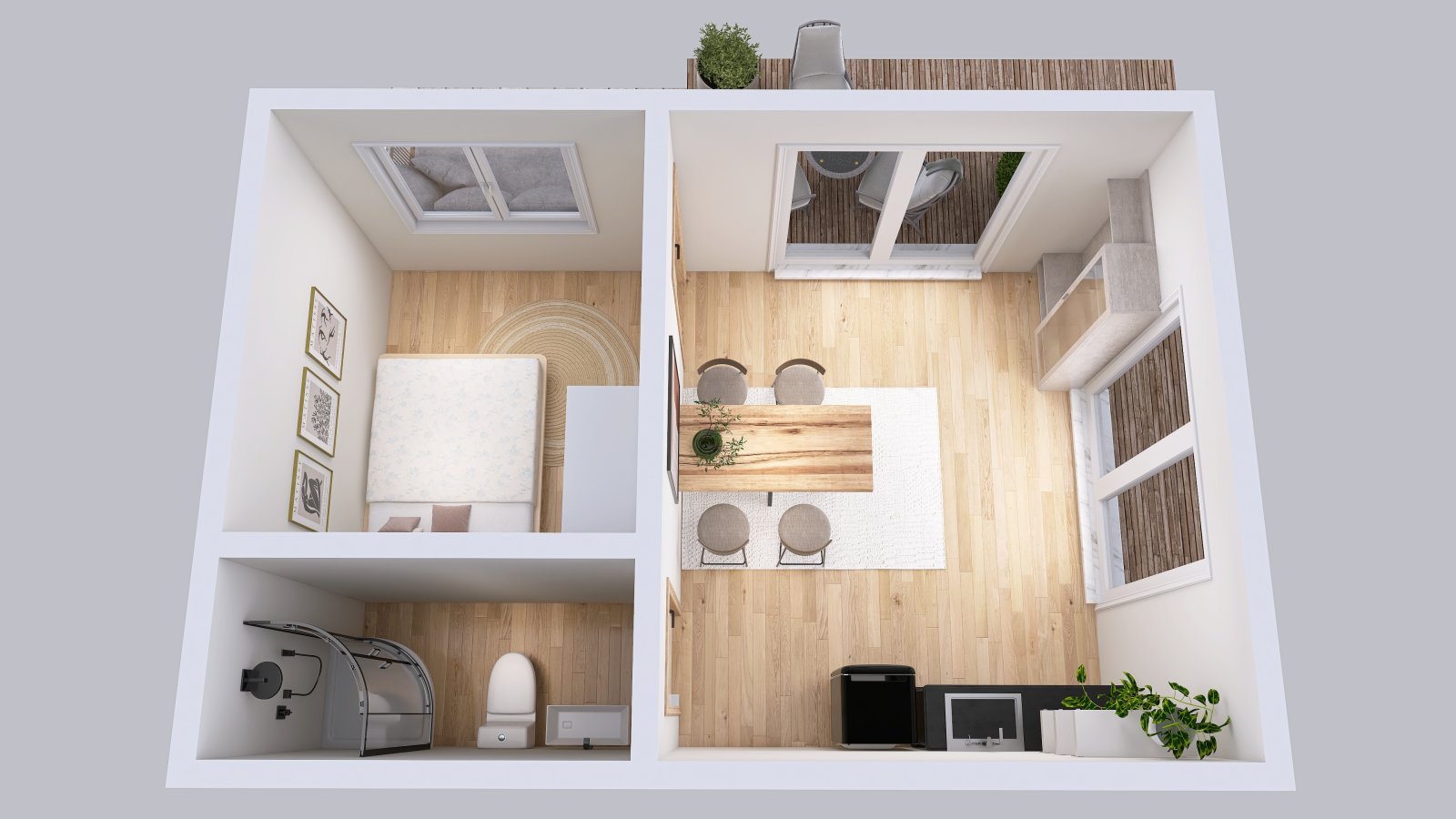 Rezervace: Novostavba zahradní chaty 2+kk s domkem na nářadí, zahrádkářská kolonie, Trutnov, Bojiště